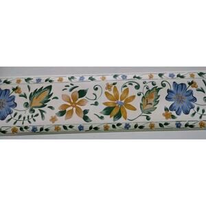 Norwall Pre-pasted Decorative Border - 5 yds - Yellow Blue Flowers -Green Leaves